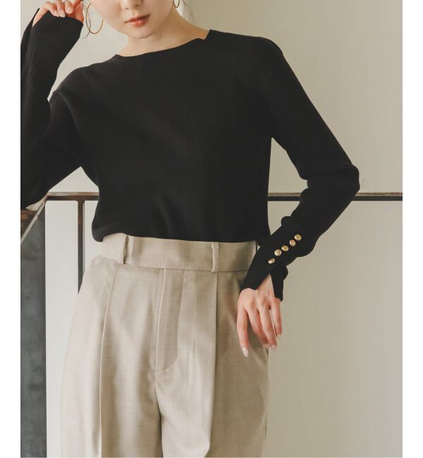 NOBLE「《WEB＆日本橋店限定・追加予約》ボタンディテールタイトリブニット」|ニット・セーター|ブラック