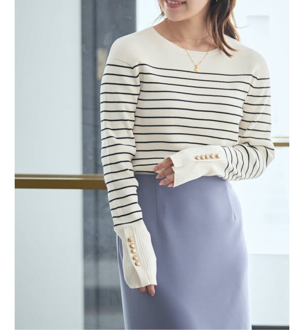 NOBLE「《WEB＆日本橋店限定・追加予約》ボタンディテールタイトリブニット」|ニット・セーター|