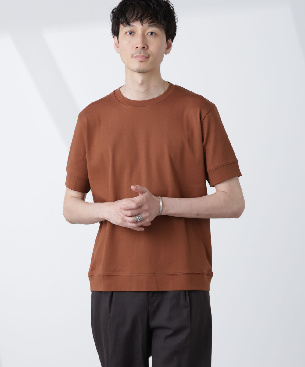 NANO universe「[FORMAL JERSEY]クルーネックカットソー半袖」|Tシャツ・カットソー|L.ブラウン1