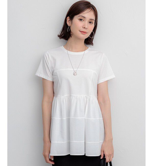 組曲「【ご好評により新色追加/WEB限定】プレーティング天竺ビスチェ風ティアード Tシャツ」|Tシャツ・カットソー|アイボリー系