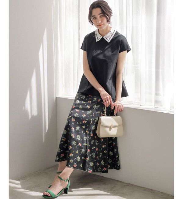 組曲「【加藤ローサさん着用】フレンチテリー 刺繍襟 ペプラムカットソー」|Tシャツ・カットソー|