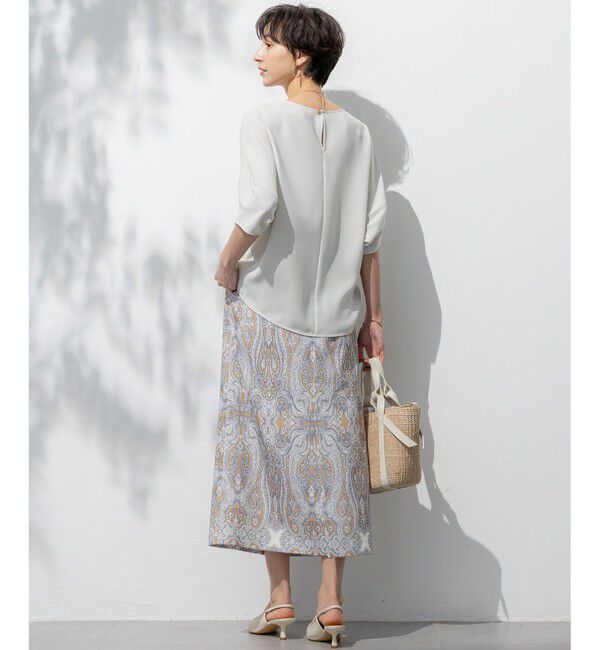 23区「【吸水速乾/UVカット/接触冷感】ストレッチジョーゼット ランタンスリーブ カットソー」|Tシャツ・カットソー|