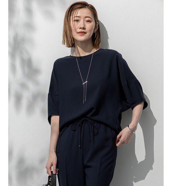 23区「【吸水速乾/UVカット/接触冷感】ストレッチジョーゼット ランタンスリーブ カットソー」|Tシャツ・カットソー|ネイビー系