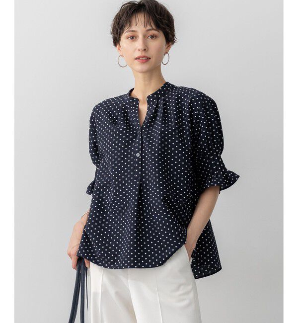 23区「【WEB&一部店舗限定】ドットプリント サッカー ブラウス」|シャツ・ブラウス|