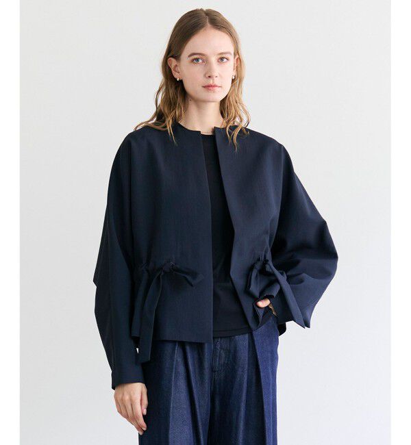 BEIGE,「【ロングセラー・新色追加】PORDIC / ドロスト付きノーカラージャケット」|その他|Navy