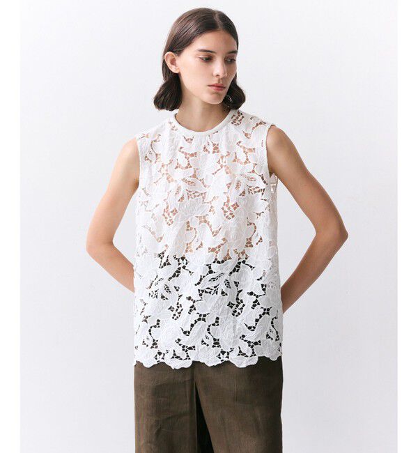 BEIGE,「【Precious掲載】CITRINE / エンブロイダリーレースノースリーブブラウス」|シャツ・ブラウス|Off