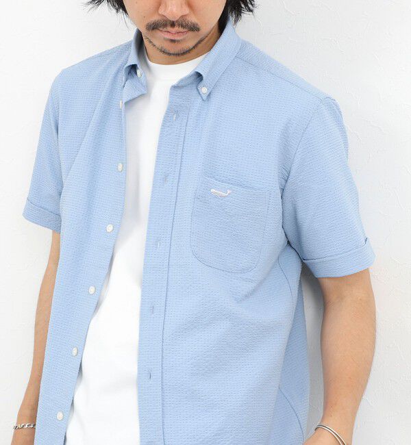NOLLEY'S goodman「クジラBD S/S サッカー/オックス 半袖シャツ 26SS」|シャツ・ブラウス|サックス