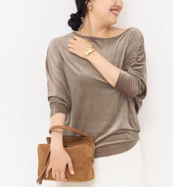 NOLLEY'S sophi「【BECシリーズ】ウォッシャブルベロアドルマン2WAYプルオーバー」|Tシャツ・カットソー|カーキ