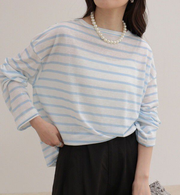 fredy emue「ハートステッチシアーボーダーロンTシャツ」|Tシャツ・カットソー|