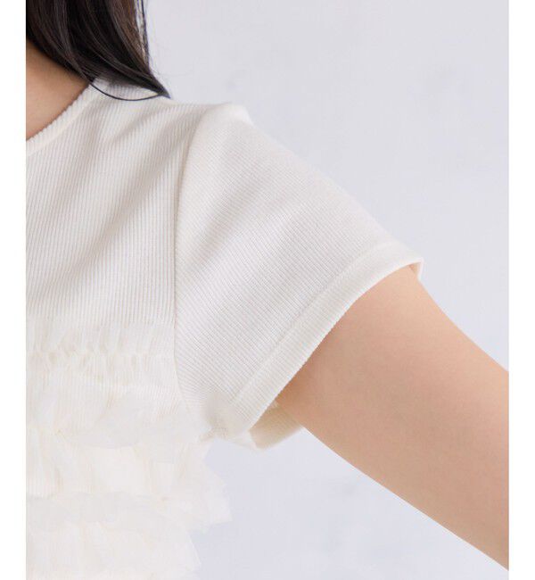 VIS「チュールフリルドッキングフレンチスリーブ/UVケア」|Tシャツ・カットソー|