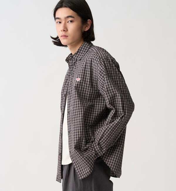 DANTON「DANTON | ナイロンタフタ レギュラーカラー長袖シャツ MEN」|シャツ・ブラウス|BLACK系1