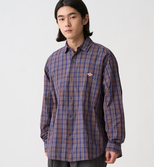 DANTON「DANTON | ナイロンタフタ レギュラーカラー長袖シャツ MEN」|シャツ・ブラウス|NAVY系1