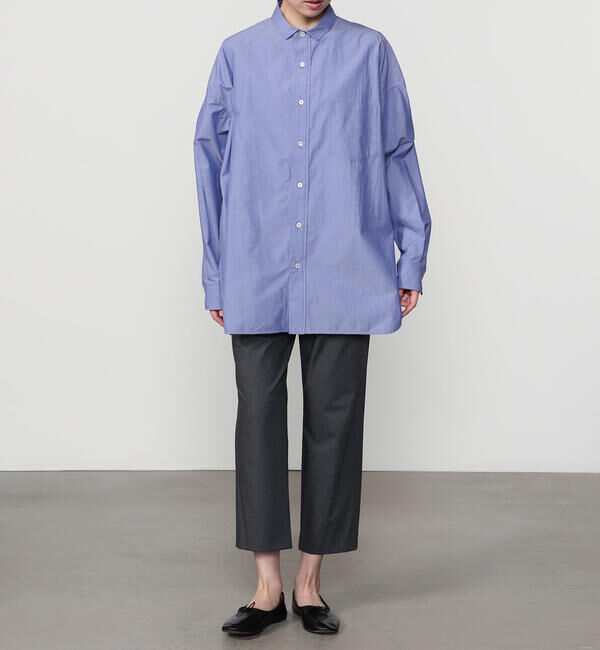  「TICCA | コットンシャンブレー スタンドスクエアシャツ UNISEX」|シャツ・ブラウス|