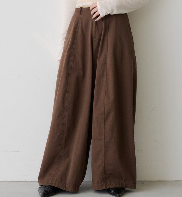  「【3サイズ展開】バレルレッグツイルパンツ」|チノ|ブラウン