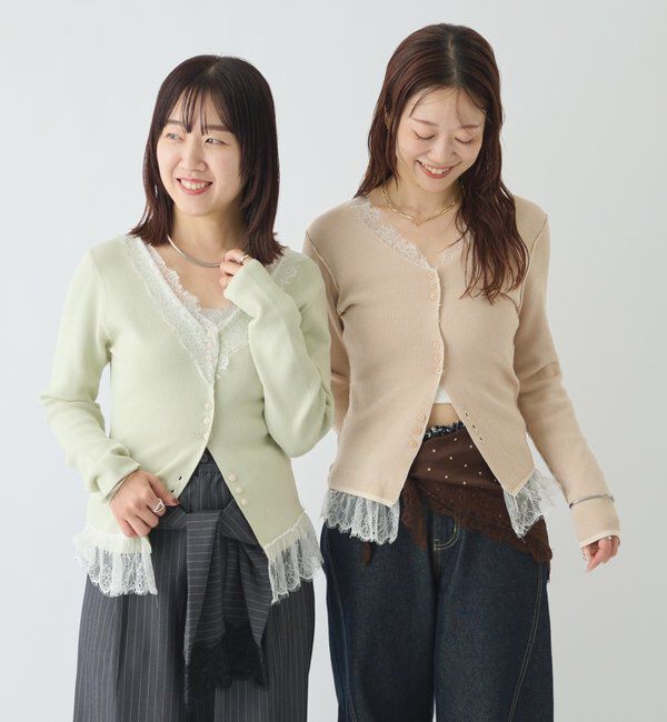  「【＠aoiikegaya&times; ＠iisakanoVレース2wayニットカーディガン」|カーディガン|