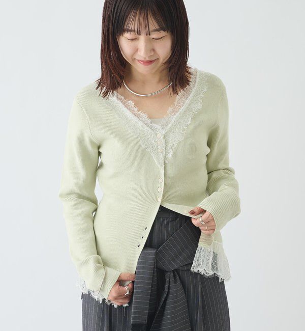  「【＠aoiikegaya&times; ＠iisakanoVレース2wayニットカーディガン」|カーディガン|