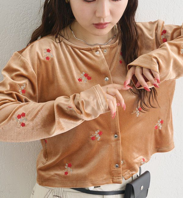  「フラワーベロアカーディガン」|カーディガン|