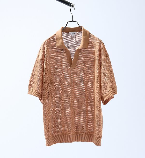 ABAHOUSE「シアーメッシュ スキッパー ニットポロ」|ポロシャツ|