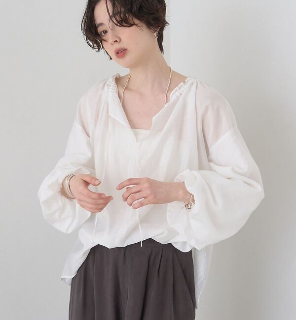 Rouge vif「【一部店舗限定】バルーンスリーブシアーブラウス」|シャツ・ブラウス|ホワイト