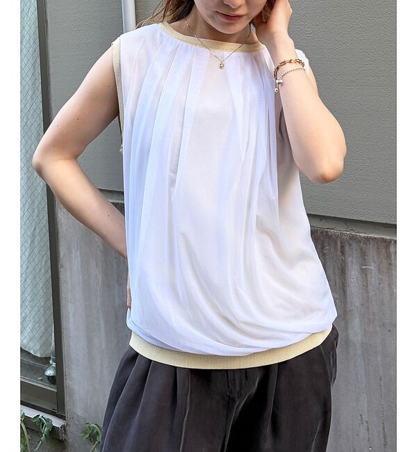Rouge vif「【一部店舗限定】チュールレイヤードニットトップス」|ニット・セーター|