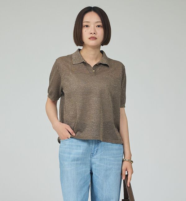 qualite「ラメポロニットTシャツ」|Tシャツ・カットソー|