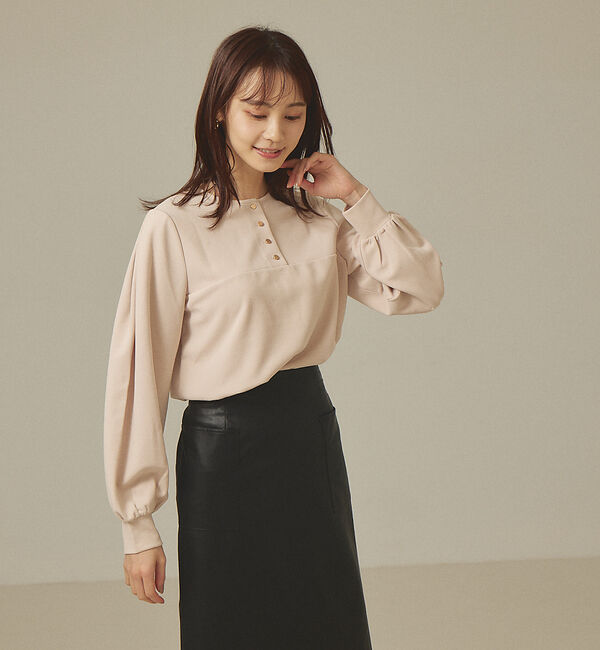abahouse mavie「【前後着用可】カットジョーゼット2WAYプルオーバー」|Tシャツ・カットソー|ピンクベージュ