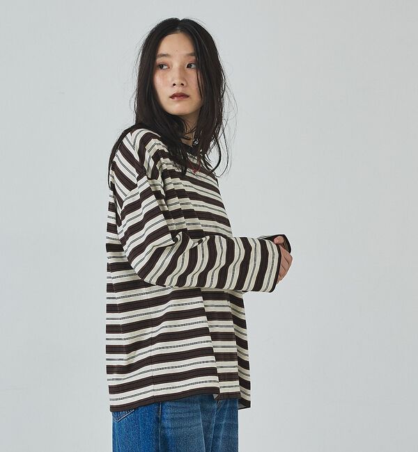 abahouse mavie「マルチボーダーロングTシャツ」|Tシャツ・カットソー|