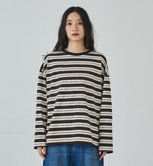 abahouse mavie「マルチボーダーロングTシャツ」|Tシャツ・カットソー|