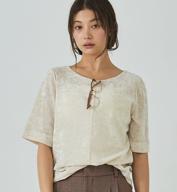 abahouse mavie「シアーベロアTシャツ」|Tシャツ・カットソー|オフホワイト