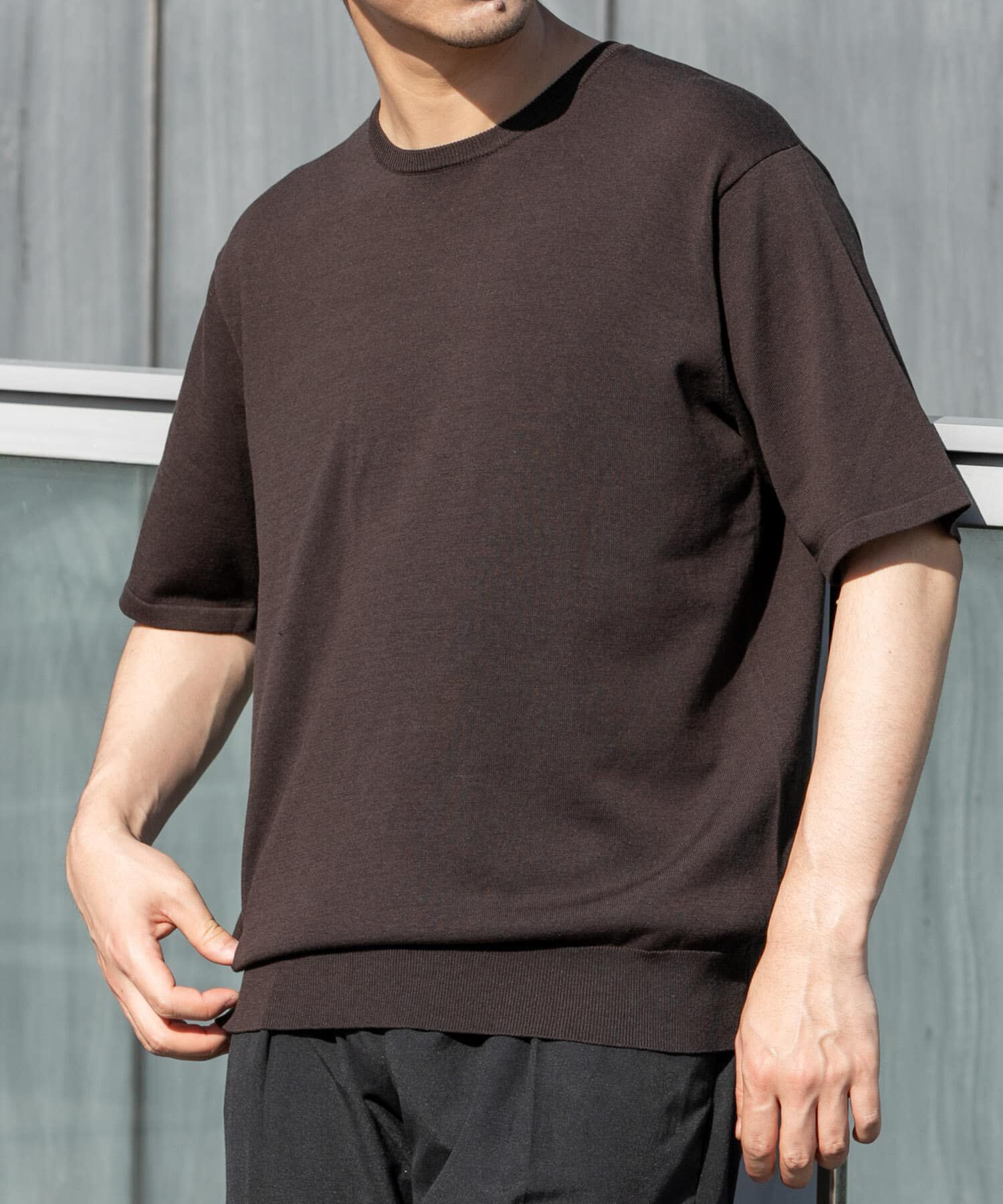 URBAN RESEARCH ROSSO「『WEB限定』シルク混クルーネックサマーニット」|ニット・セーター|ブラウン