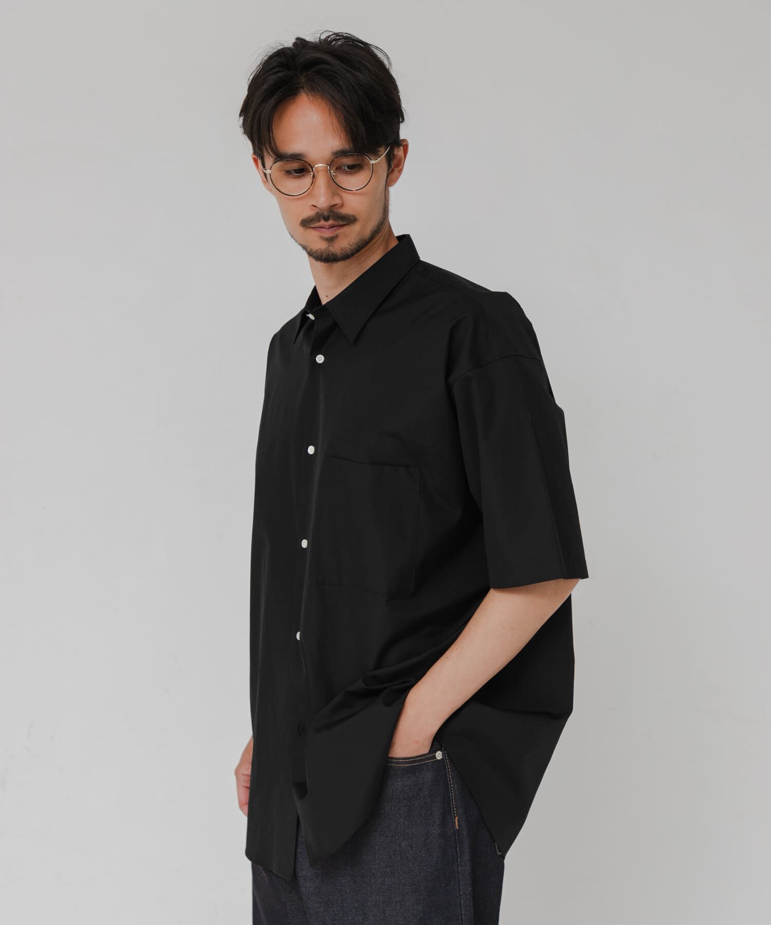URBAN RESEARCH「THOMAS MASON SHORT-SLEEVE OVER SHIRTS」|シャツ・ブラウス|ブラック