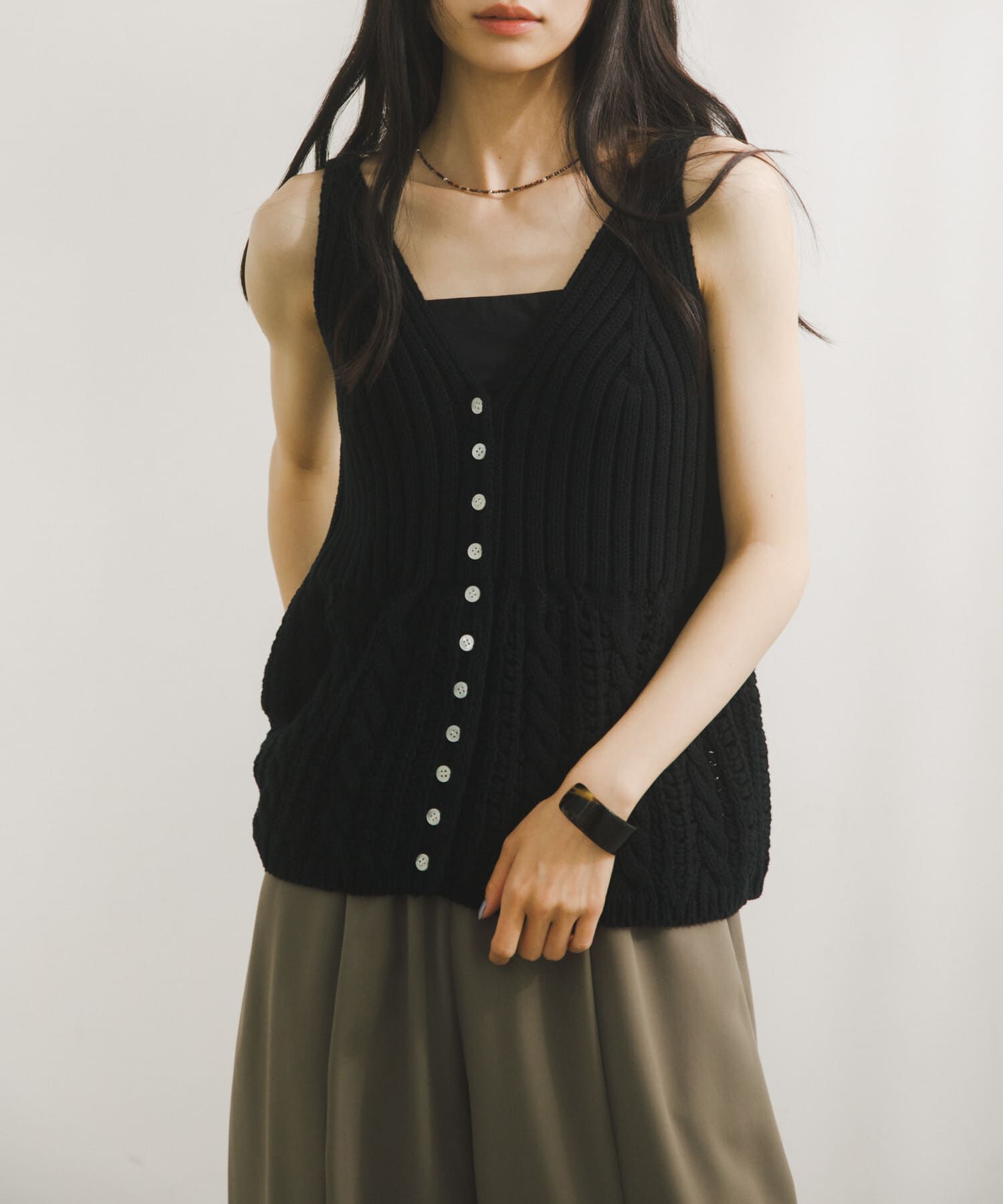 URBAN RESEARCH DOORS「Button Cotton Knit Vest」|ベスト・ジレ|