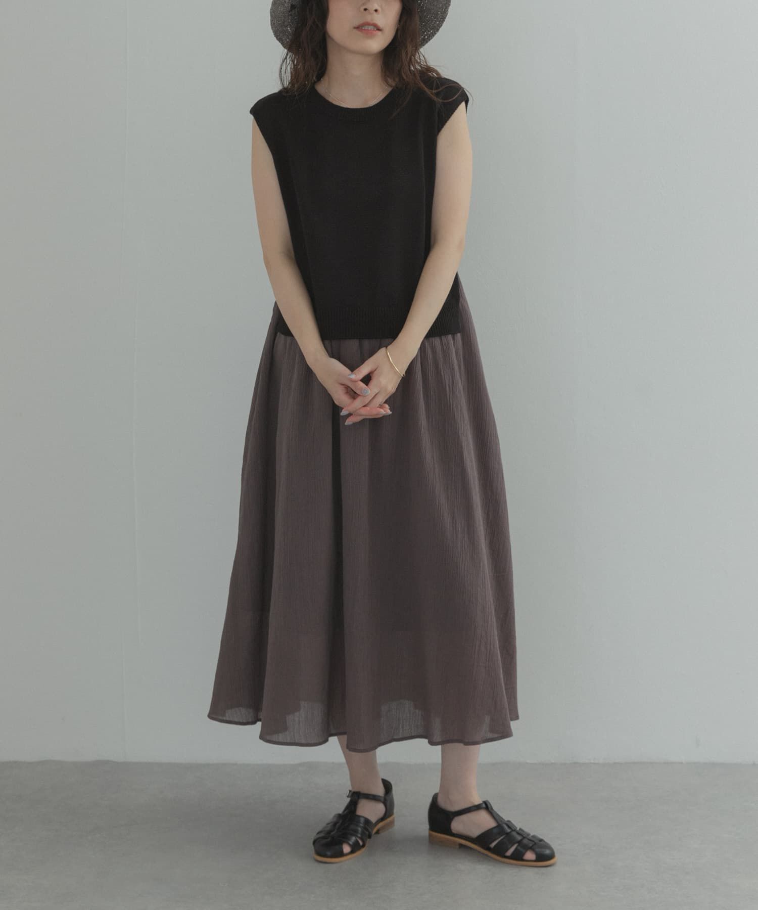URBAN RESEARCH DOORS「『WEB限定』バイカラーニットドッキングワンピース」|ワンピース|