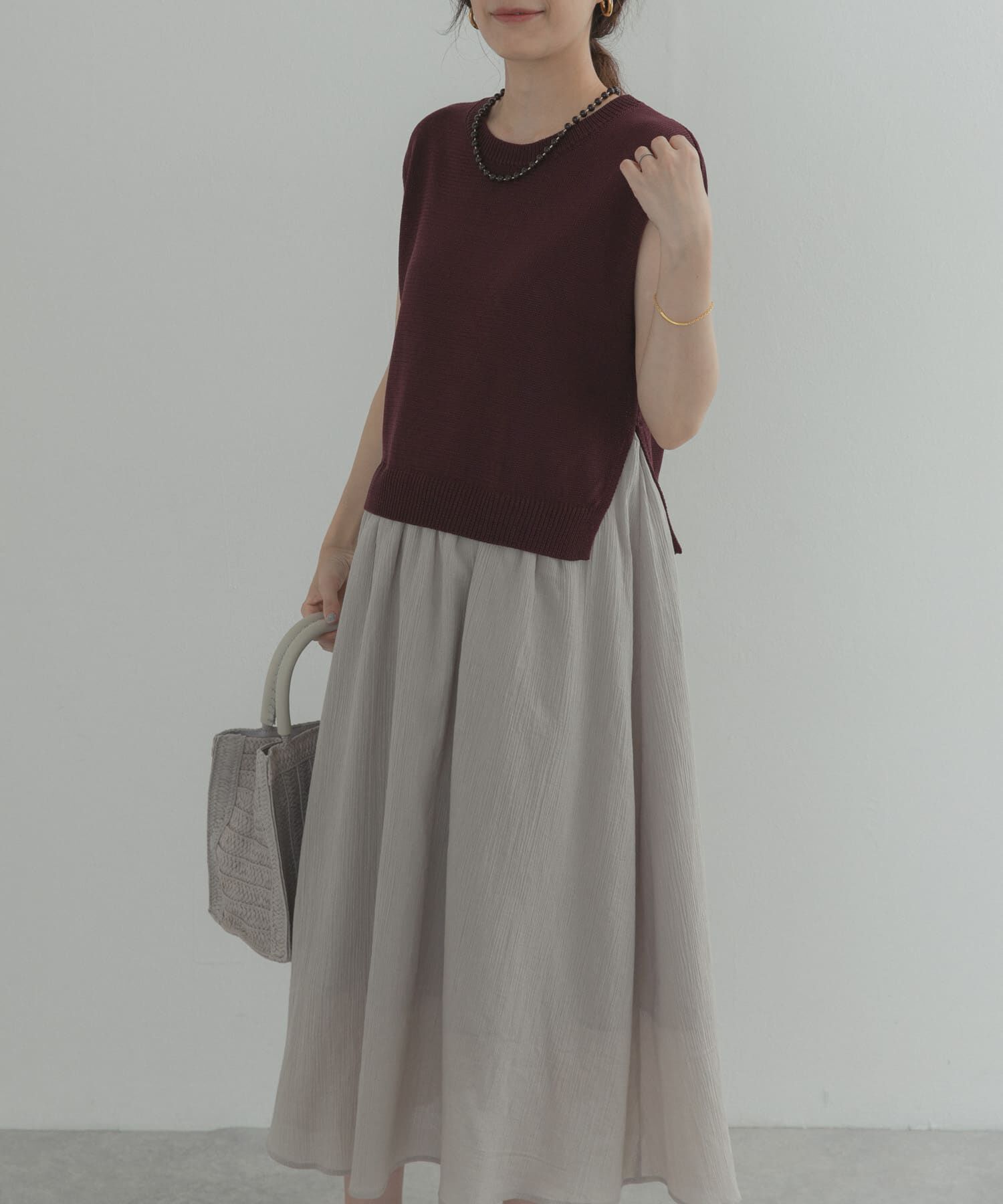 URBAN RESEARCH DOORS「『WEB限定』バイカラーニットドッキングワンピース」|ワンピース|