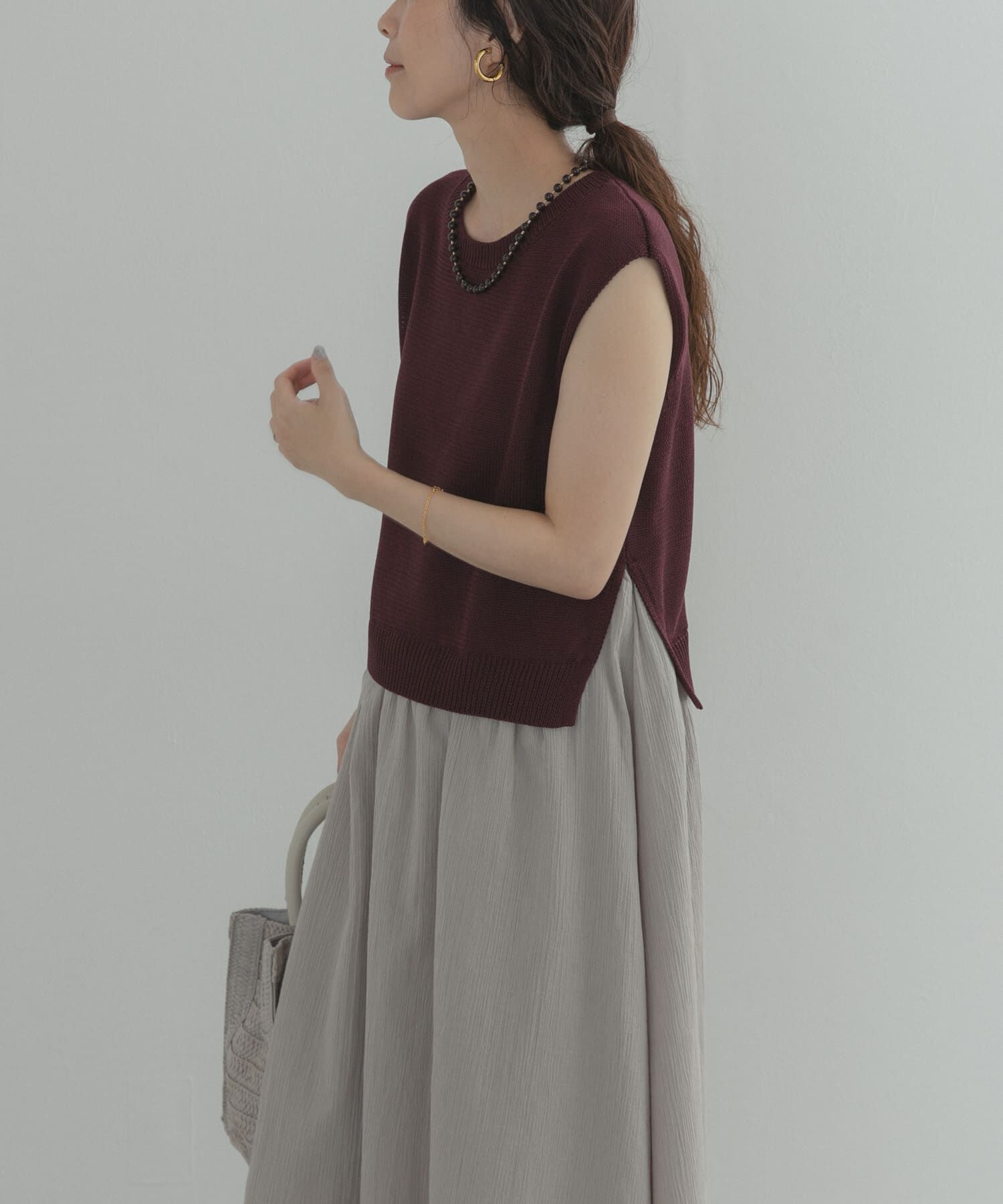 URBAN RESEARCH DOORS「『WEB限定』バイカラーニットドッキングワンピース」|ワンピース|