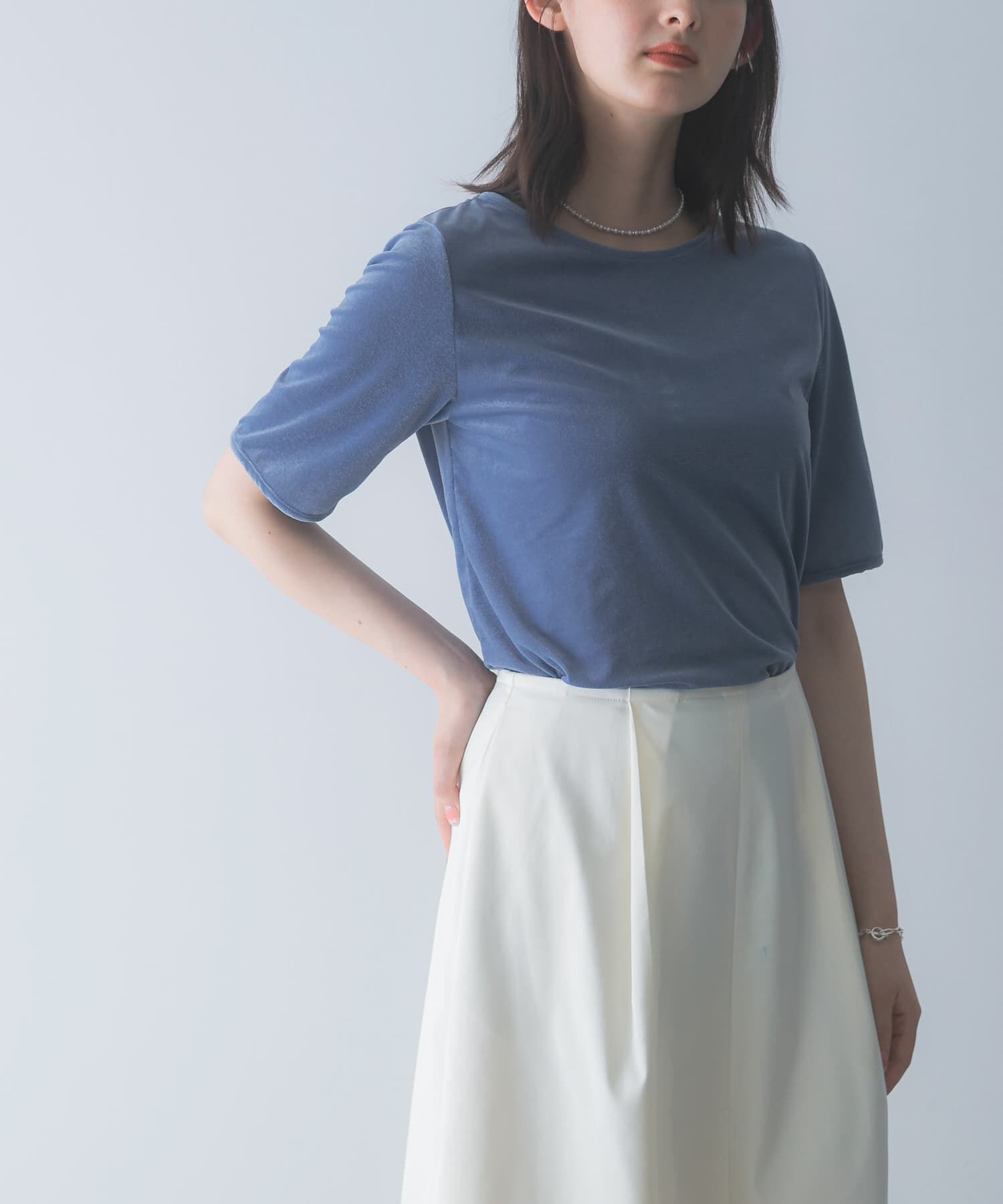 URBAN RESEARCH ROSSO「バックスリットシアーベロアカットソー」|Tシャツ・カットソー|