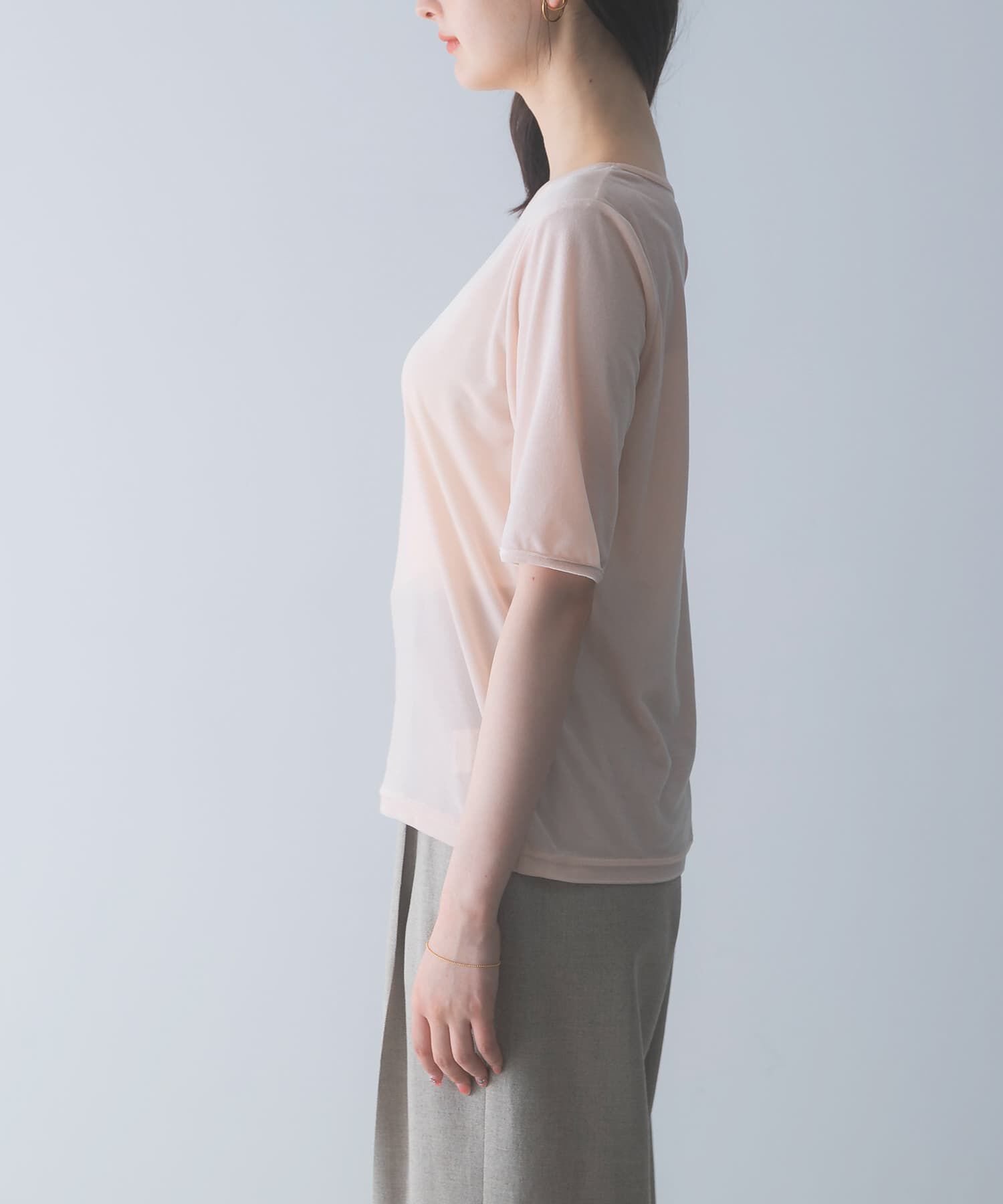 URBAN RESEARCH ROSSO「バックスリットシアーベロアカットソー」|Tシャツ・カットソー|