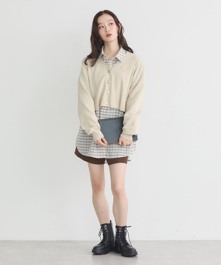 earth music&ecology「ロゴ刺繍カーディガン」|カーディガン|