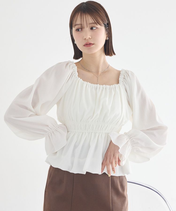 earth music&ecology「バルーンヘムブラウス」|シャツ・ブラウス|Off White