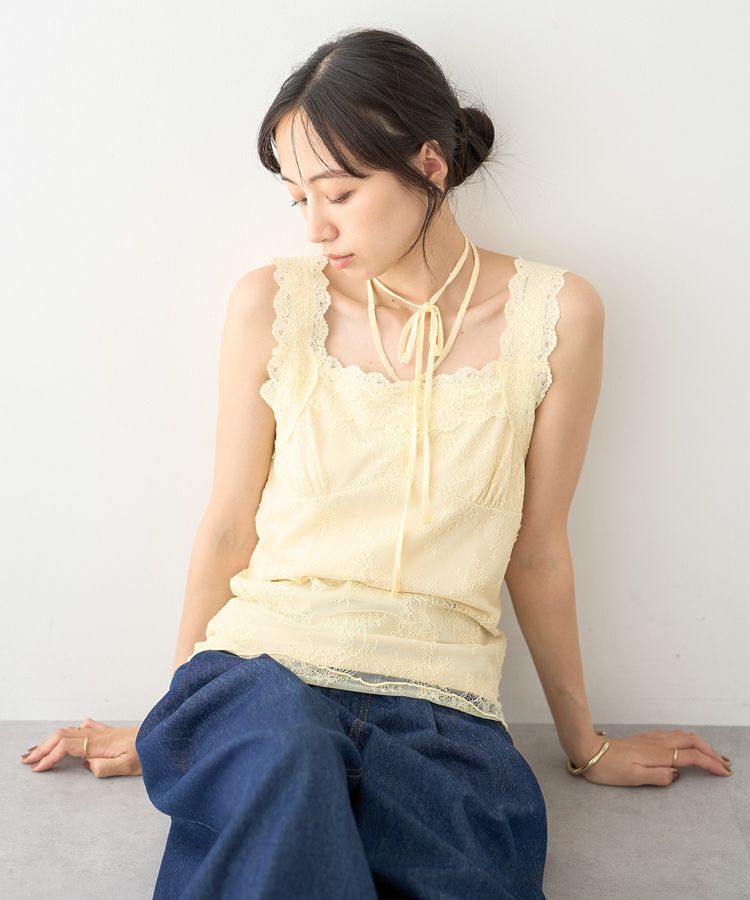 earth music&ecology「総レースホルターネックキャミソール」|インナー|