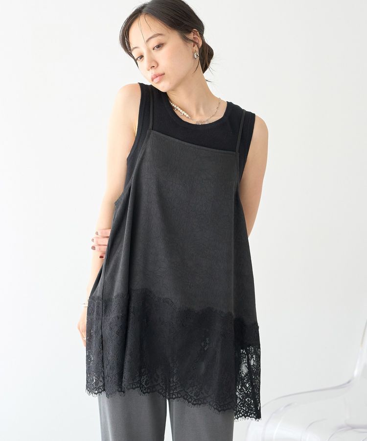 earth music&ecology「【一部WEB限定】レーストリムキャミソール」|キャミソール|Black