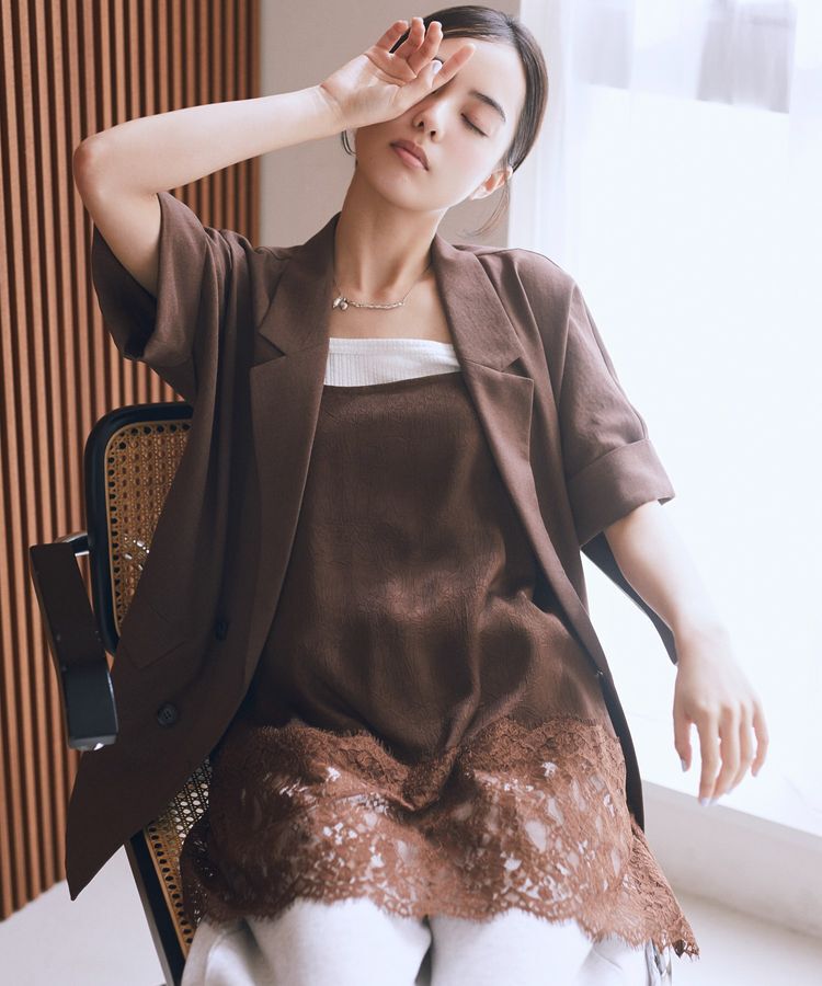 earth music&ecology「【一部WEB限定】レーストリムキャミソール」|キャミソール|Brown