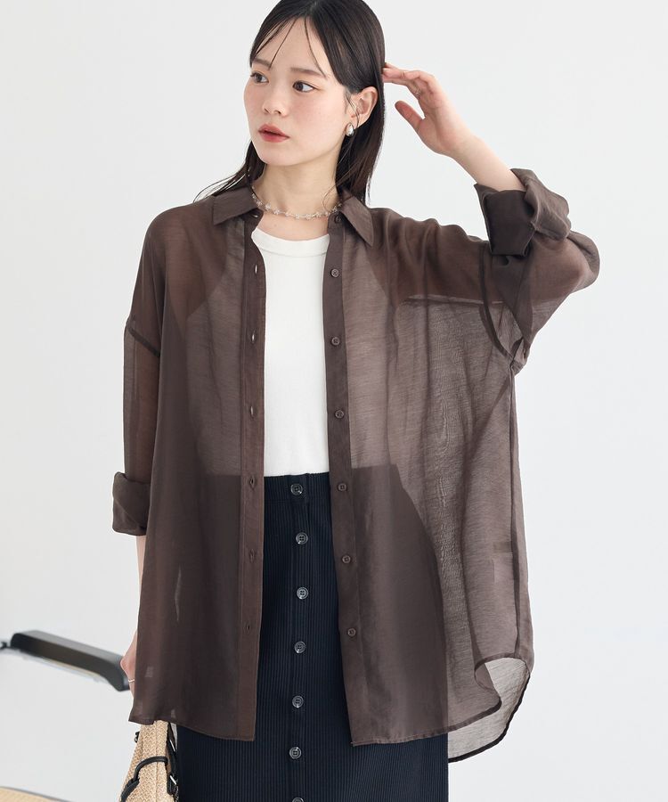 earth music&ecology「シアーシャツ」|シャツ・ブラウス|Brown