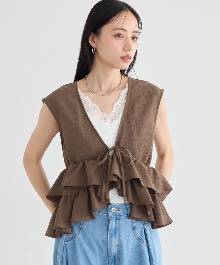 earth music&ecology「【マルチウェイ】ラッフルフリルブラウス」|シャツ・ブラウス|Brown