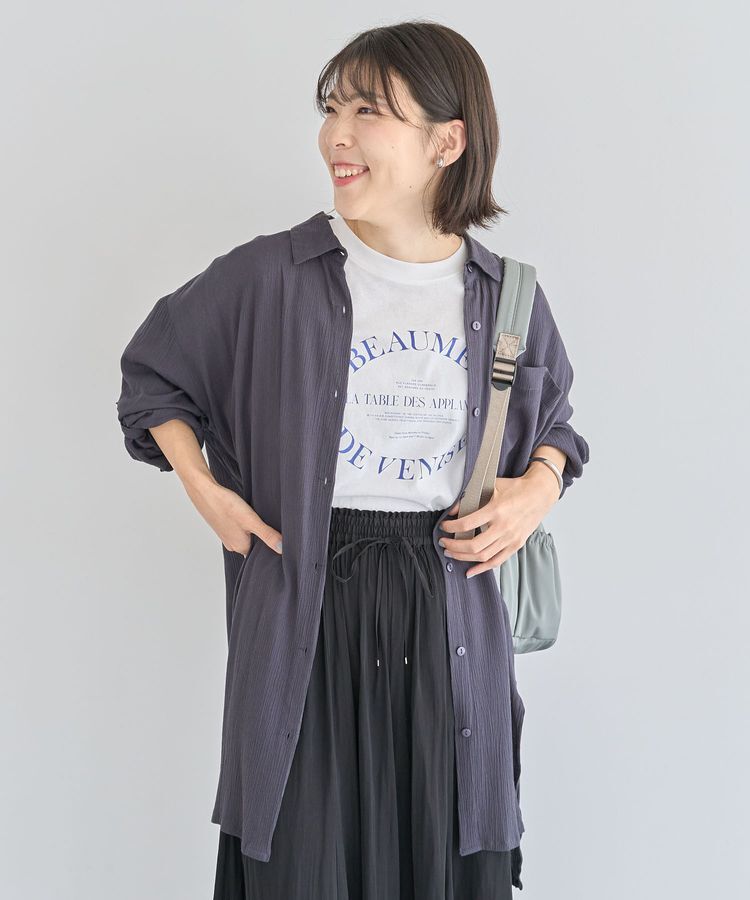 Green Parks「ターンバック長袖レーヨンチュニック」|チュニック|Charcoal Gray