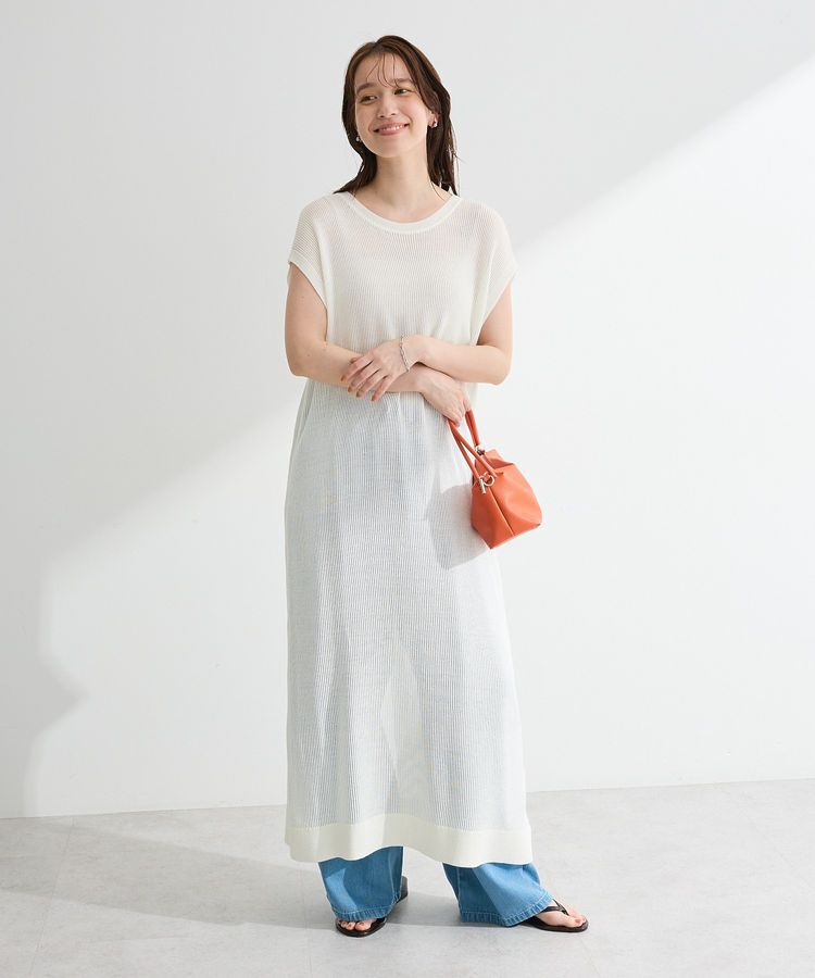 Green Parks「前後2WAYレイヤーニットワンピース」|ワンピース|White