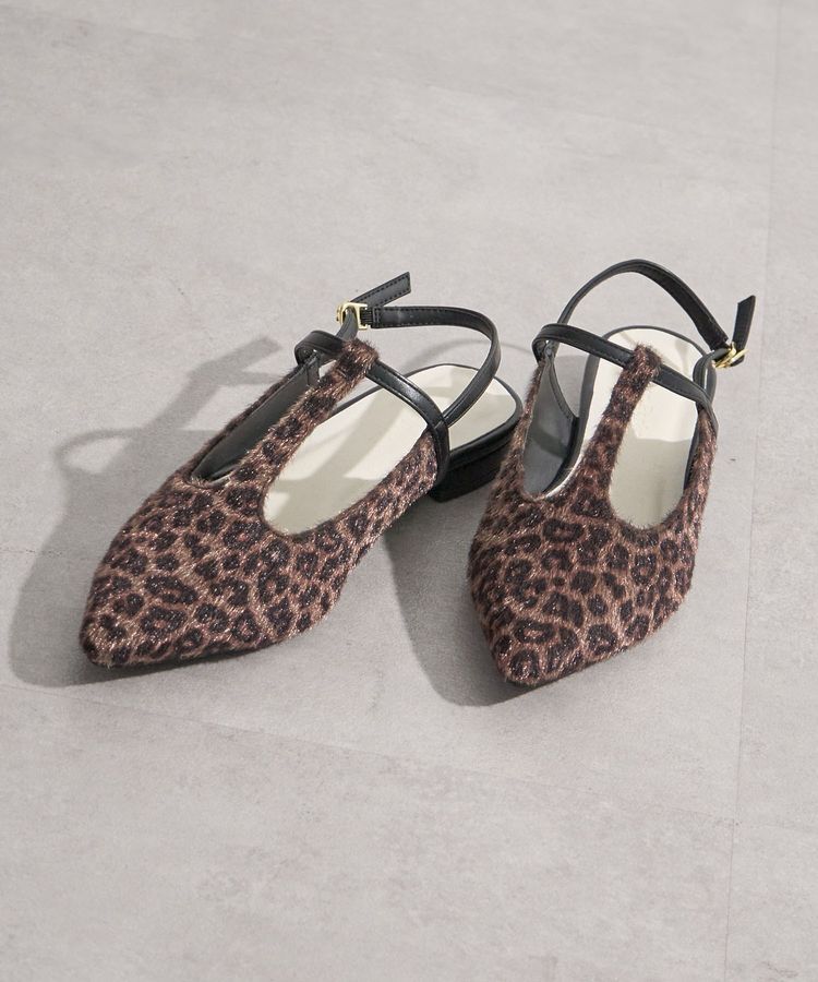 Green Parks「マルチファブリックTストラップミュール」|パンプス|Leopard