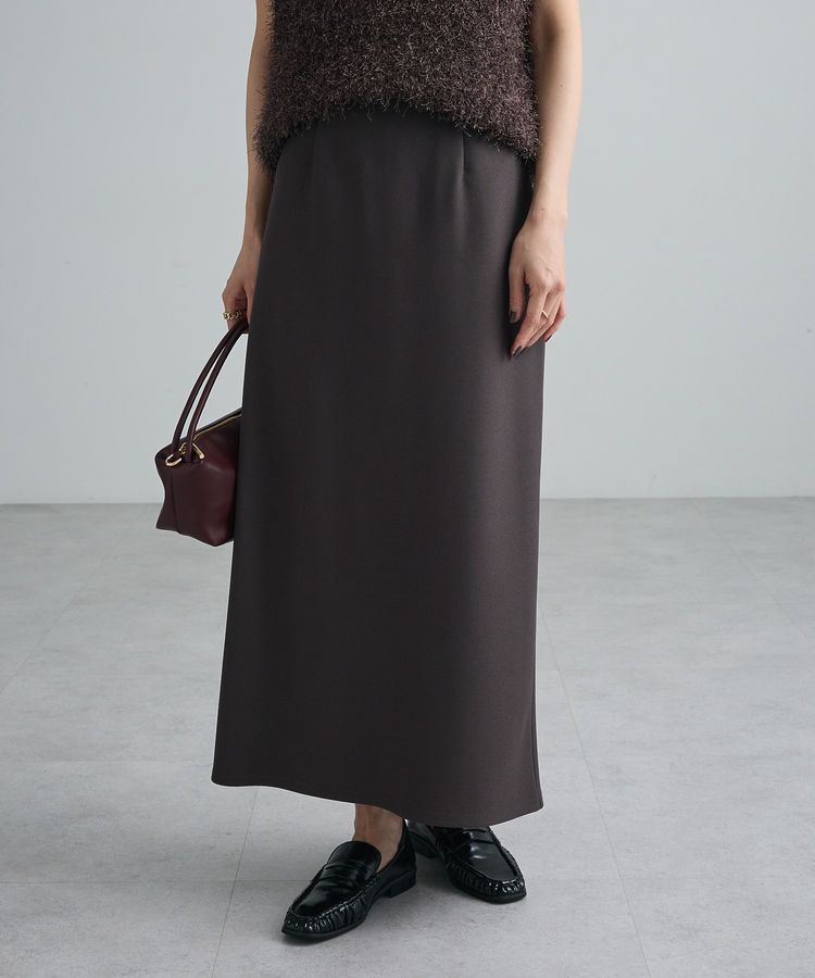 Green Parks「ジャージージョーゼットナロースカート」|タイト|Dark Brown