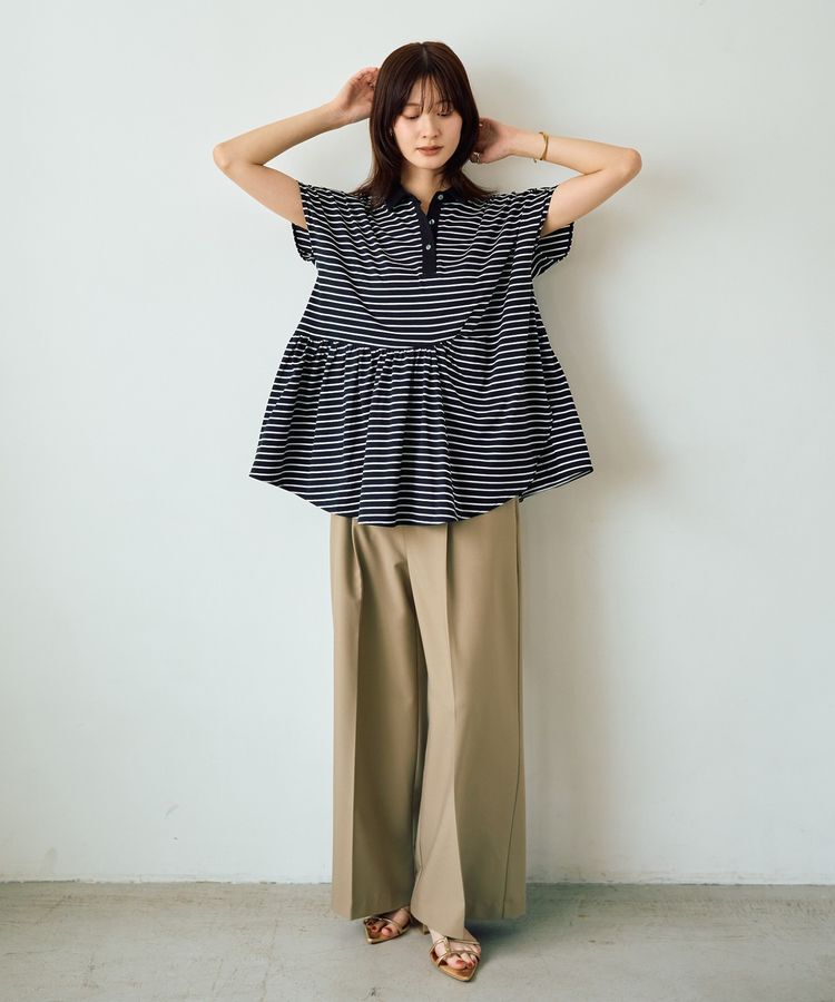 YECCA VECCA「アシメボーダーポロシャツ」|Tシャツ・カットソー|
