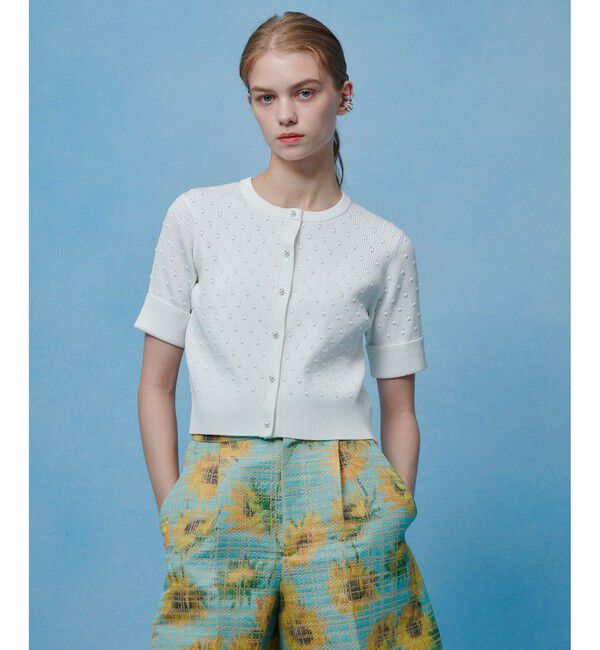 LOULOU WILLOUGHBY「【LOULOU WILLOUGHBY】アイレット半袖カーディガン」|カーディガン|